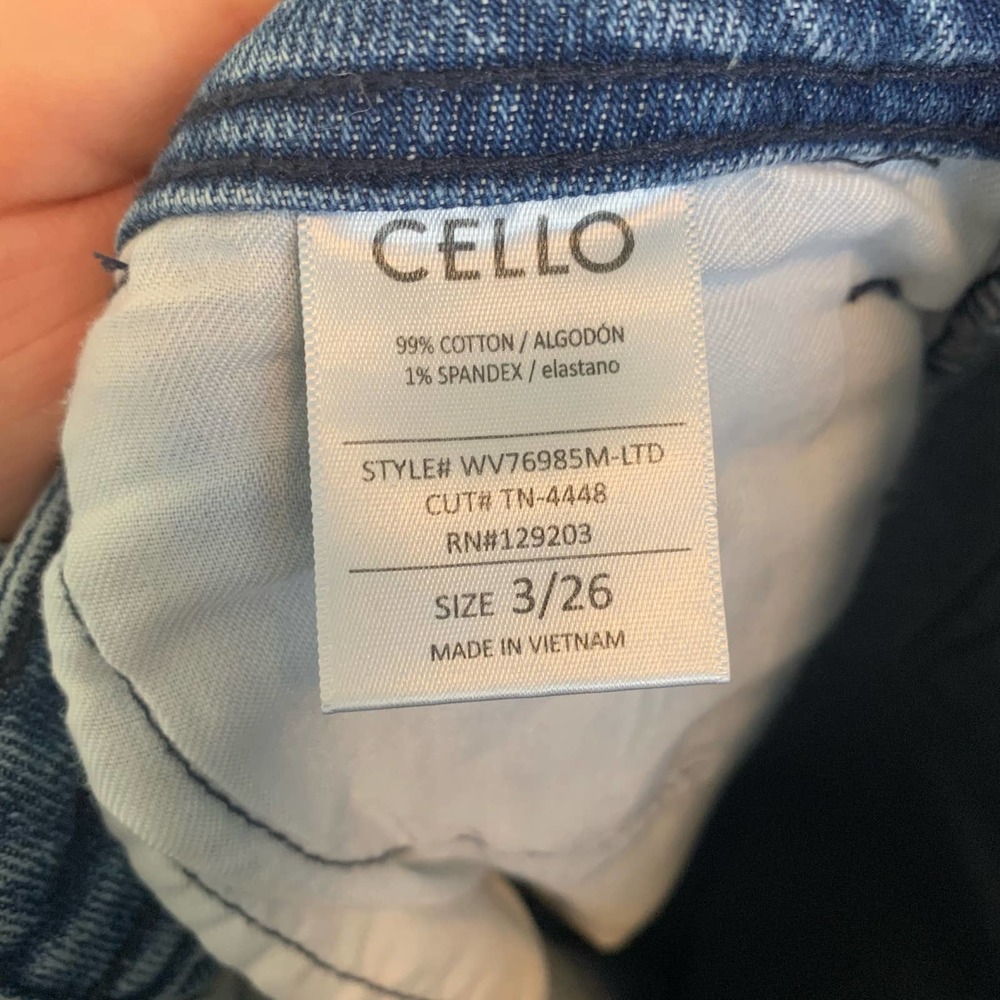 Cello Distressed Skinny Jeans Size 3/26 Blue Zip Button Closure Casual Cotton - Picture 4 of 15